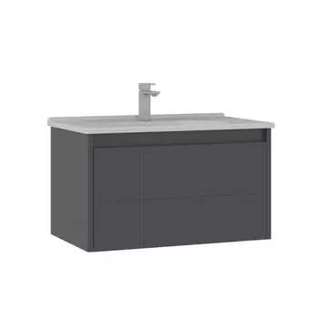 Тумба с раковиной ORKA Likya 80 см 5002491 подвесная, антрацит матовый