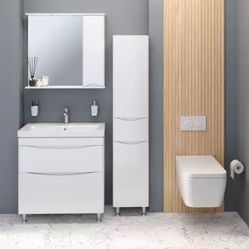 Мебель для ванной комнаты Runo Афина 80 см напольная, белая