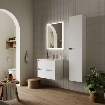 Тумба с раковиной Sancos Cento CN60W 59 см подвесная, белая глянцевая