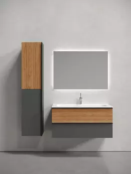 Тумба с раковиной Sancos Delta DL100GR 100 см подвесная, дуб красный, графит