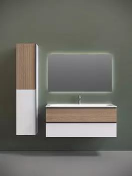 Тумба с раковиной Sancos Delta DL120W 120 см подвесная, дуб светлый, белая