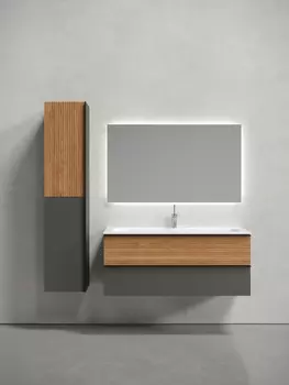 Тумба с раковиной Sancos Delta DL120GR 120 см подвесная, дуб красный, графит