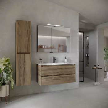 Тумба с раковиной Sancos Libra LB100ECH 99 см подвесная, дуб чарльстон