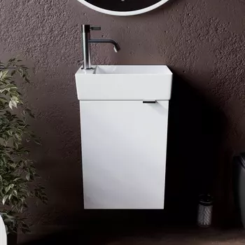 Тумба с раковиной Sancos Mini MN35WL 35 см подвесная, белая глянцевая