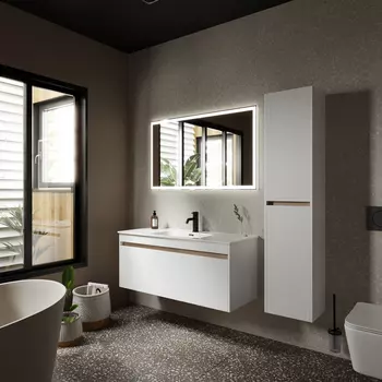 Тумба с раковиной Sancos Smart SM120-1W 119 см подвесная, белая