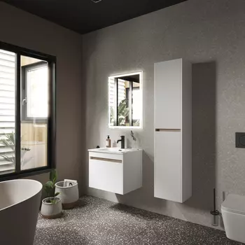 Тумба с раковиной Sancos Smart SM60W 59 см подвесная, белая