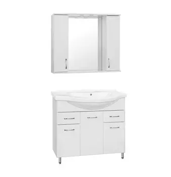 Тумба с раковиной Style Line Эко стандарт 100 см белая напольная с 2-мя ящиками