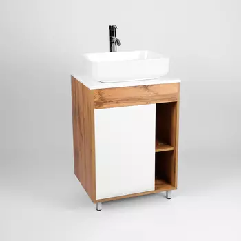 Тумба с раковиной Viant Бостон 56 см со столешницей, дуб