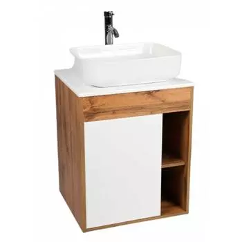 Тумба с раковиной Viant Бостон 65 см со столешницей, подвесная, дуб