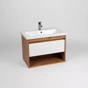 Тумба с раковиной Viant Бостон 80 см дуб, с ящиком