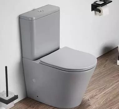 Унитаз-компакт CeramaLux 2179XMH с сиденьем микролифт, светло-серый матовый