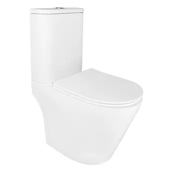 Унитаз-компакт напольный Azario Berton AZ-6093 безободковый, с крышкой микролифт и смывом торнадо, белый