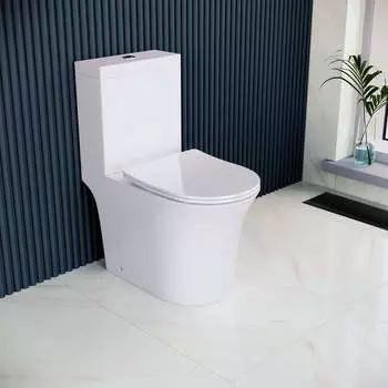 Унитаз-моноблок RGW SW-05 безободковый, с сиденьем микролифт, белый