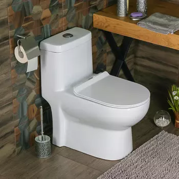 Унитаз-моноблок Melana MLN-2013 безободковый с сиденьем микролифт, белый