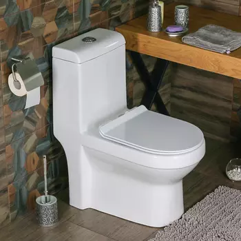 Унитаз-моноблок Melana MLN-2806D/2012D безободковый с сиденьем микролифт, белый