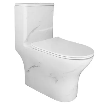 Унитаз-моноблок напольный Azario Terni AZ-8618M безободковый, с крышкой микролифт, белый мрамор