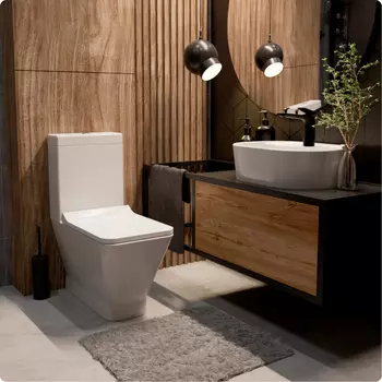 Унитаз напольный AQUAme AQM1005PRO безободковый, с бачком, с сиденьем микролифт, белый глянцевый