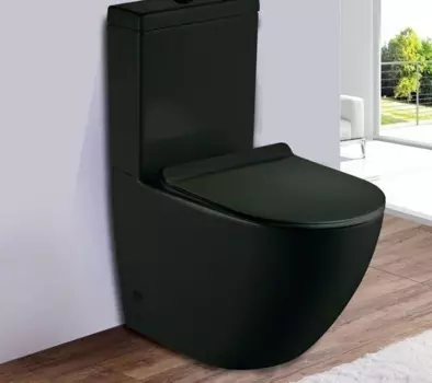Унитаз напольный CeramaLux 2166-1MB с крышкой микролифт, черный матовый