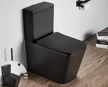 Унитаз напольный CeramaLux 2170AXMB черный матовый, с крышкой микролифт