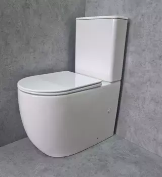 Унитаз напольный CeramaLux TR2176-1 с сиденьем микролифт, белый глянец