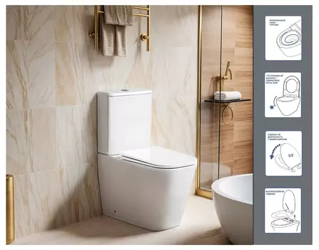 Унитаз напольный Ceruttispa Manlio Tornado CT10618 безободковый, с сиденьем микролифт, белый