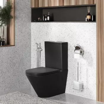 Унитаз напольный Grossman Торнадо GR-4449BMSQ безободковый, с сиденьем микролифт, черный матовый