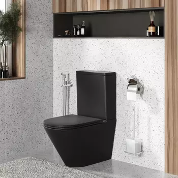 Унитаз напольный Grossman Торнадо GR-4450BMSQ безободковый, с сиденьем микролифт, черный матовый