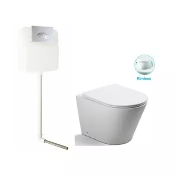 Унитаз напольный с бачком SantiLine SL-5020+SL-02 безободковый, сиденье микролифт, белый