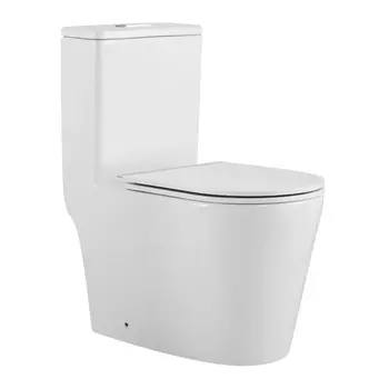 Унитаз напольный SantiLine SL-5029 безободковый, с сиденьем микролифт, белый