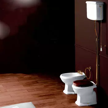 Унитаз напольный Simas Arcade AR801bi с высоким бачком, труба золото, белый