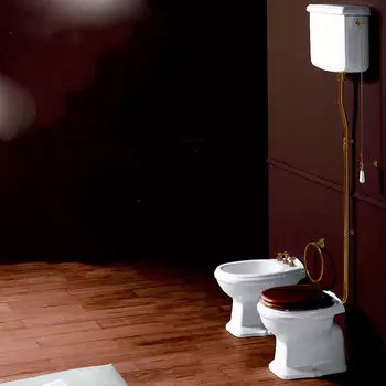 Унитаз напольный Simas Arcade AR801bi со средним бачком, с боковой ручкой бронза, белый