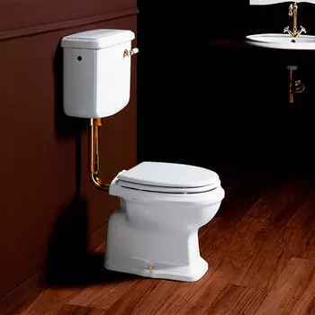 Унитаз напольный Simas Arcade AR801bi со средним бачком, с передней ручкой золото, белый