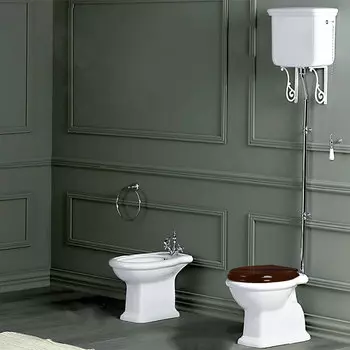 Унитаз напольный Simas Arcade LA01bi с высоким бачком, с ручкой хром, белый