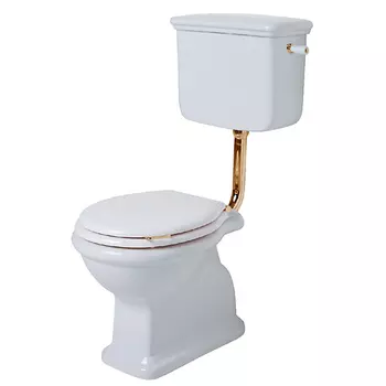 Унитаз напольный Simas Arcade LA01bi со средним бачком, с боковой ручкой золото, белый