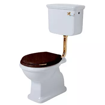 Унитаз напольный Simas Arcade LA01bi со средним бачком, с передней ручкой золото, белый