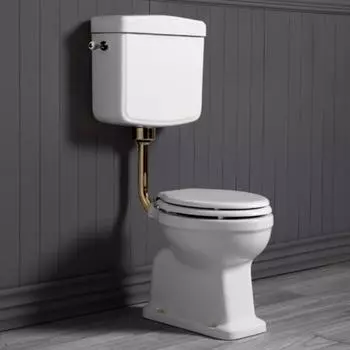 Унитаз напольный Simas Arcade LO911bi со средним бачком, с боковой ручкой бронза, белый