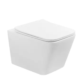 Унитаз подвесной Abber Rechteck AC1201T безободковый, с сиденьем микролифт, белый