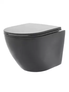 Унитаз подвесной AQUAme AQM2002MB безободковый, с сиденьем микролифт, черный матовый