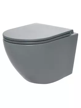 Унитаз подвесной AQUAme AQM2002MGR безободковый, с сиденьем микролифт, серый матовый