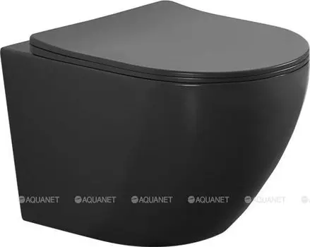 Унитаз подвесной Aquanet Cetus 2.0 W LX-1901MB безободковый, с крышкой микролифт, черный матовый