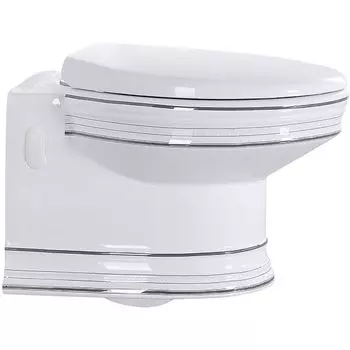 Унитаз подвесной CeramaLux 1412 с крышкой микролифт, белый, хром