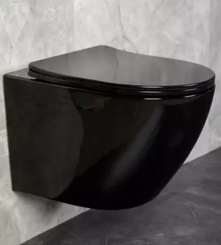 Унитаз подвесной CeramaLux 2197B-18 с сиденьем микролифт, черный