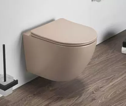 Унитаз подвесной CeramaLux 2197MC с сиденьем микролифт, капучино матовый