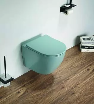 Унитаз подвесной CeramaLux 2197MLG с сиденьем микролифт, зеленый матовый