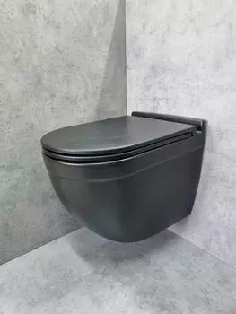 Унитаз подвесной CeramaLux 2198MB с сиденьем микролифт, черный