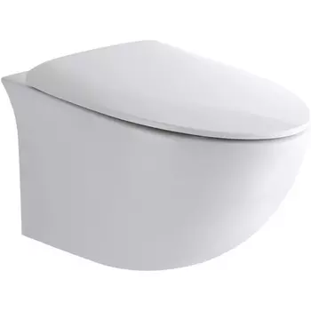 Унитаз подвесной CeramaLux 2297 безободковый, с крышкой микролифт, белый глянцевый