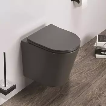 Унитаз подвесной CeramaLux B2330-2MDH серо-матовый, с крышкой микролифт