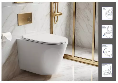 Унитаз подвесной Ceruttispa Faro Aria Tornado CT10833 безободковый, с сиденьем микролифт, белый