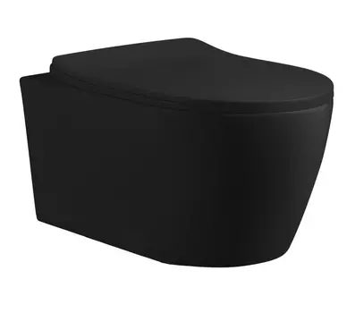 Унитаз подвесной Ceruttispa Sella Aria mbf CT10016 безободковый, с сиденьем микролифт, черный матовый