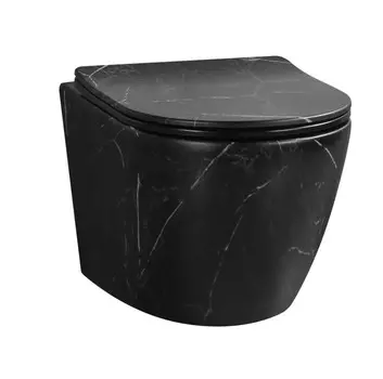 Унитаз подвесной Ceruttispa Sella Aria Tornado MMB CT9531 безободковый, с сиденьем микролифт, черный мрамор матовый